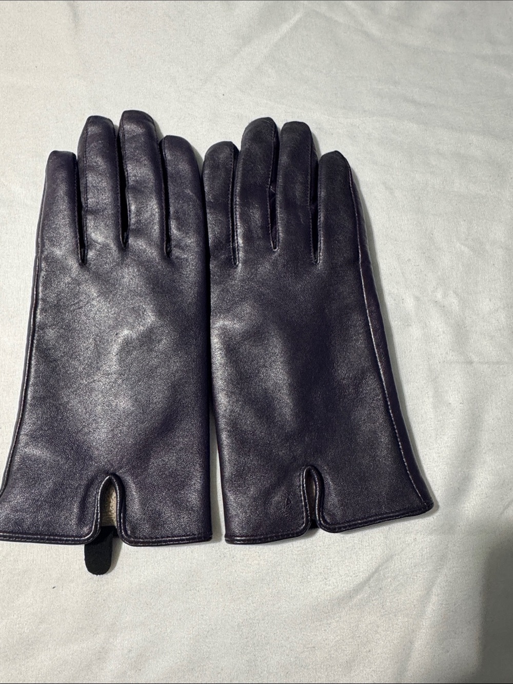 Dark Purple Leather Gloves | Soft Fleece Lined | Cozy Winter Essential Classic